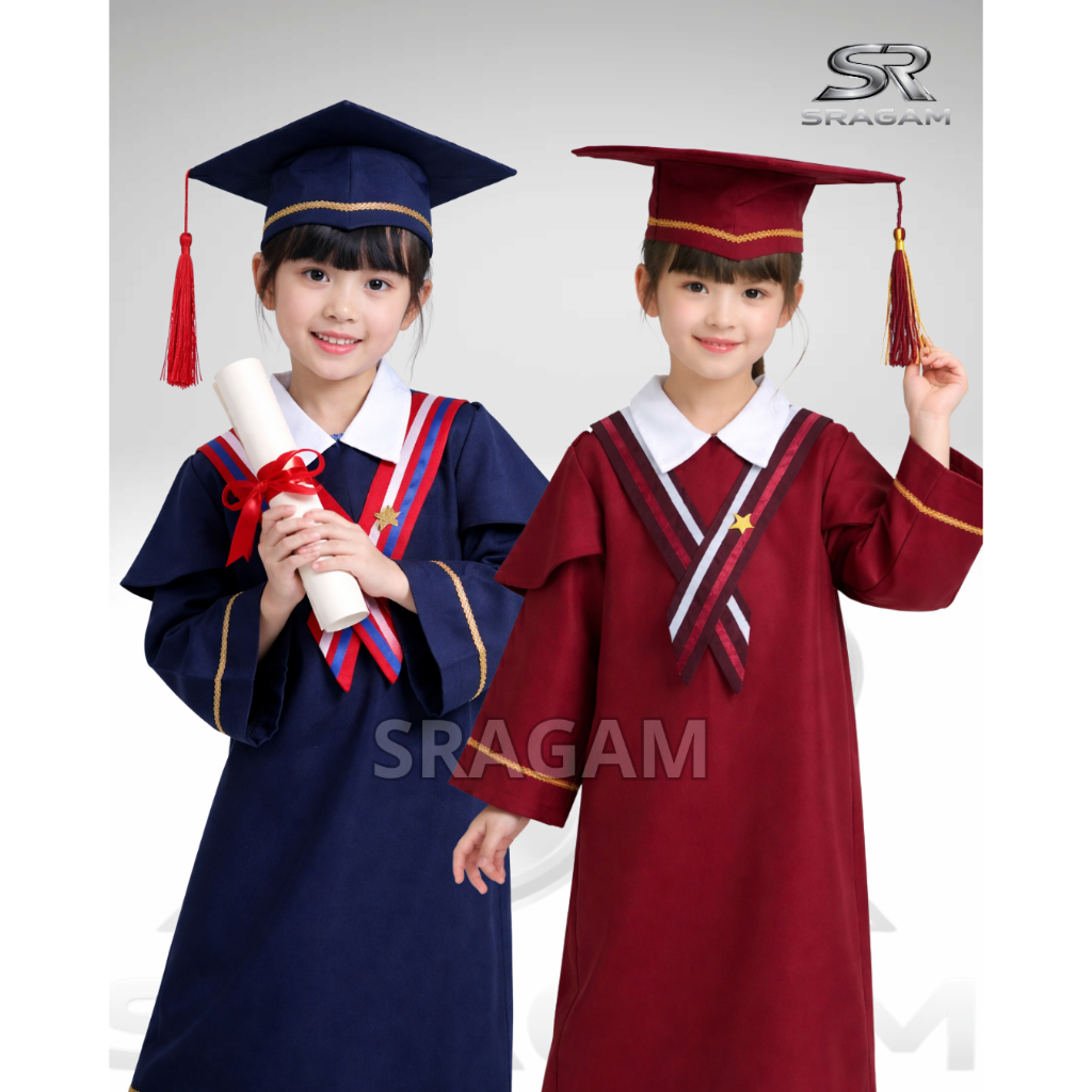 SRAGAM - Baju Seragam Wisuda Toga Anak TK PAUD Model Korea komplit topi selongsong