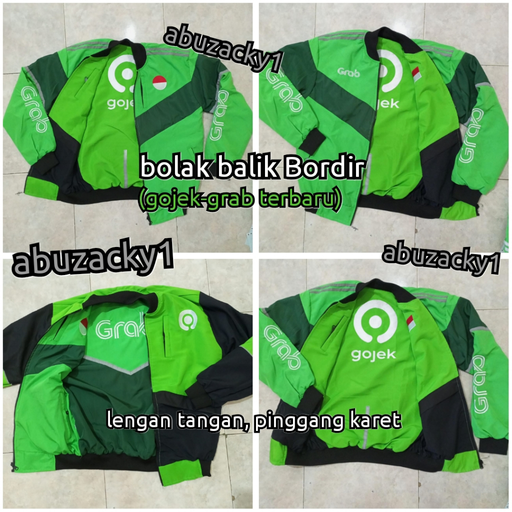 JAKET GOJEK BOLAK BALIK GRAB LOLOS VERMUK BORDIR SAKU 6 RESLETING BOLAK BALIK MURAH