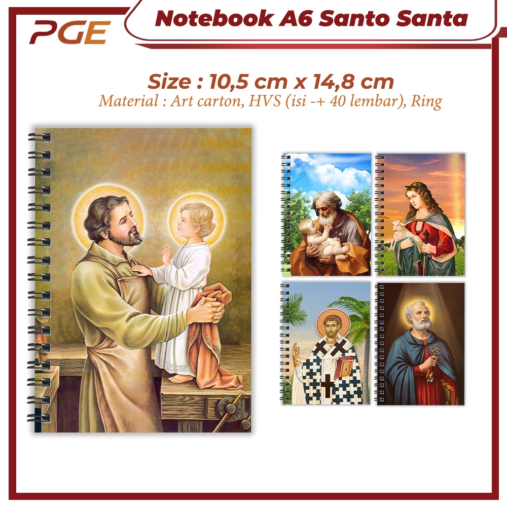 PGE Notebook A6 Seri Santo Santa Buku Catatan Mini Christian Katholik Yesus Maria Hadiah Gift Sekola