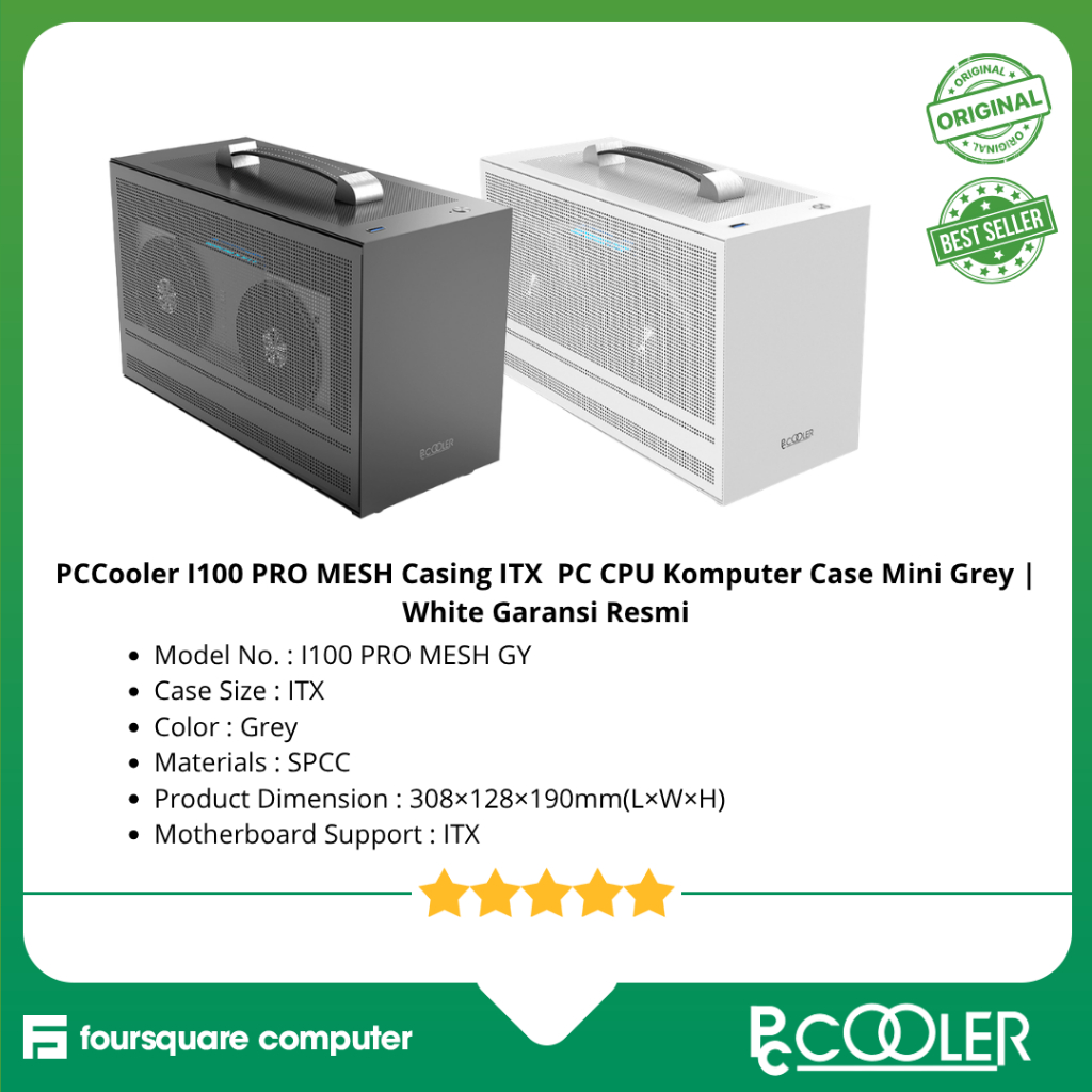 PCCooler I100 PRO MESH Casing ITX  PC CPU Komputer Case Mini Grey | White Garansi Resmi
