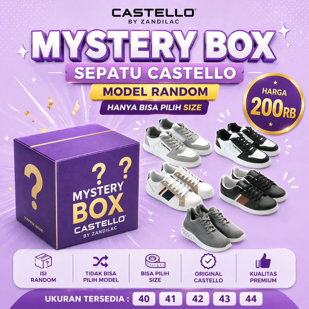 CASTELLO - MYSTERY BOX SEPATU PRIA/SEPATU LAKI LAKI