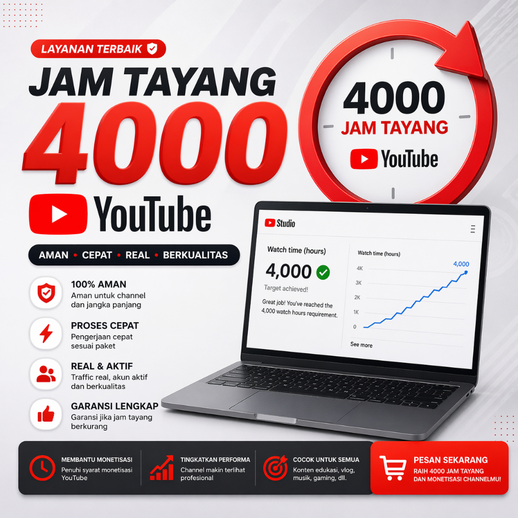 4000 JAM TAYANG YOUTUBE | PROSES CEPAT