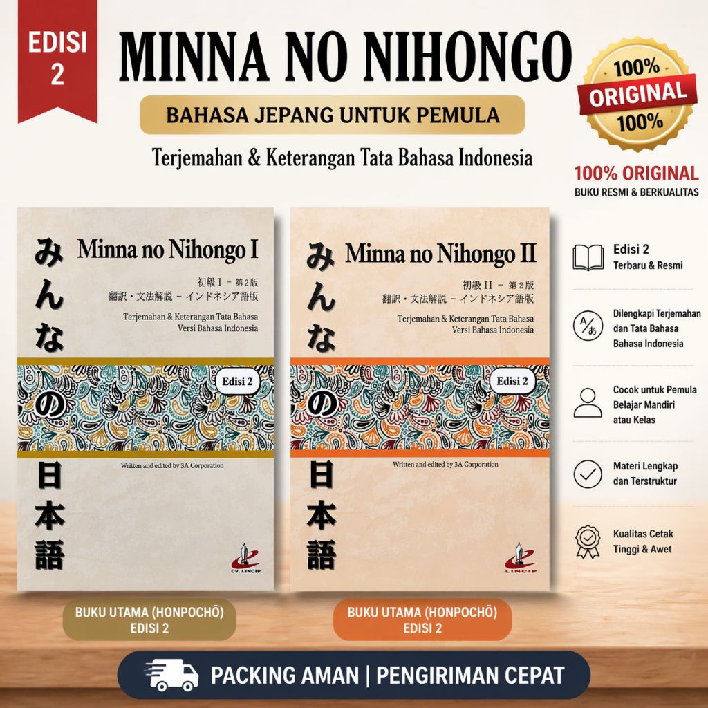 Paket Minna No Nihongo Edisi 2 Terjemahan 1 & Terjemahan 2 [ORIGINAL]