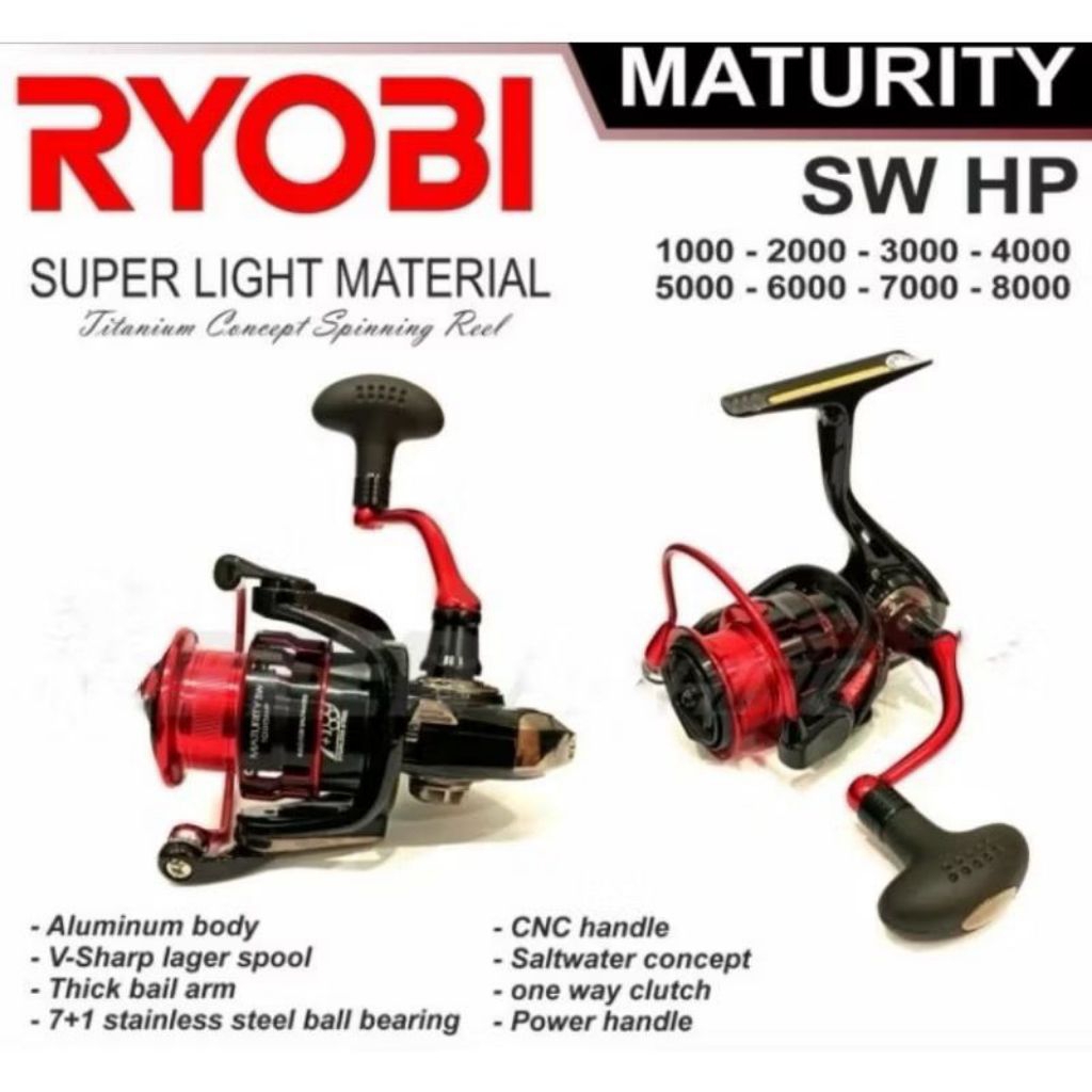 Reel Pancing Ryobi Maturity SW HP 3000 4000 6000 8000 Power Handle Kuat