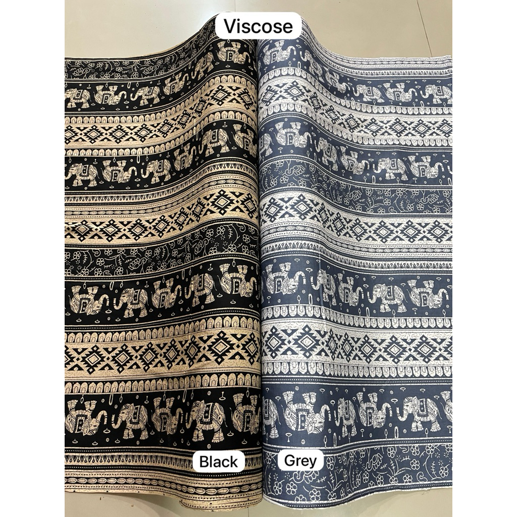 KAIN RAYON VISCOSE MOTIF ETNIK GAJAH THAILAND TERBARU