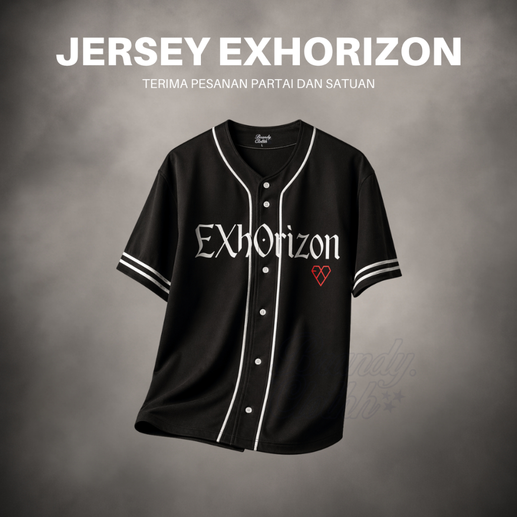 [BISA CUSTOM LOGO] Jersey Baseball Kpop Edition EXO LOGO BLACK Vintage Custom Full Bordir