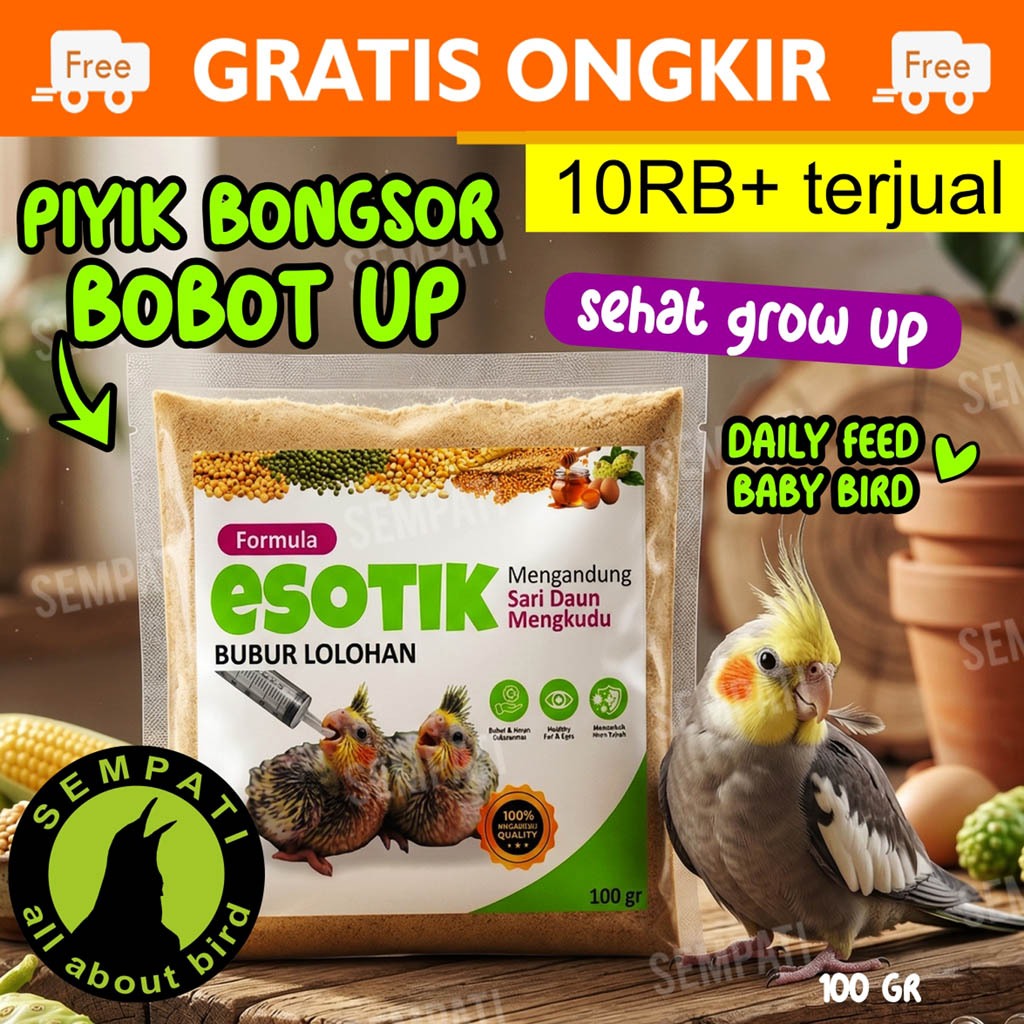 SEMPATI Formula Esotik 100 Gram Pakan Bubur Lolohan Loloh Makanan Anakan Piyik Piyek Bayi Burung Lov