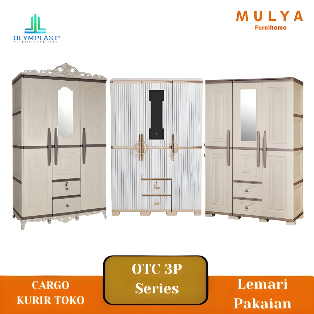 Lemari Pakaian Plastik 3 Pintu/Lemari Baju Gantung 3 Pintu Premium/OTC 3PL Modern/Clasic Olymplast