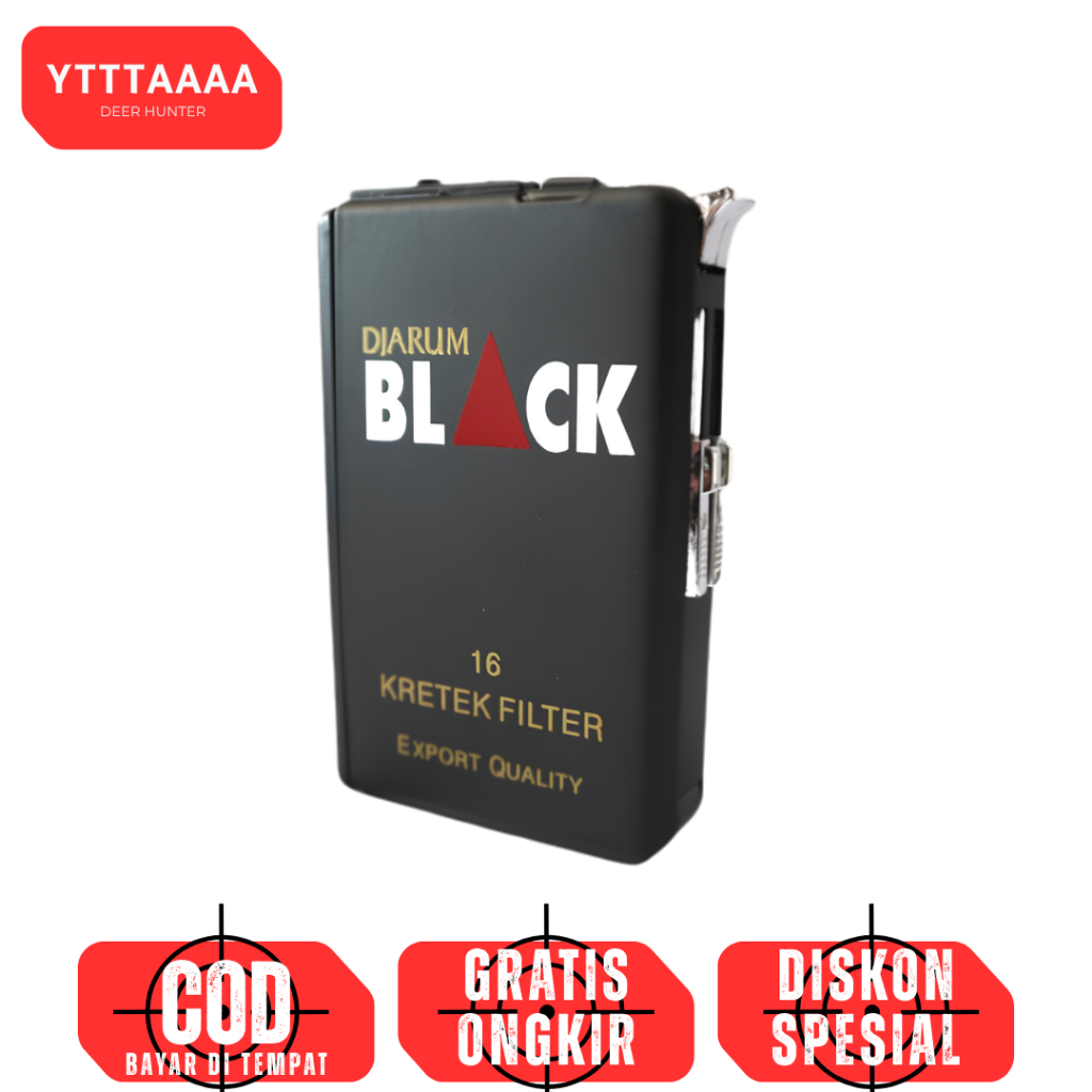 Kotak Rokok 2in1 Korek Api Bara Metal Slim Hitam Windproof Refillable Butane Case