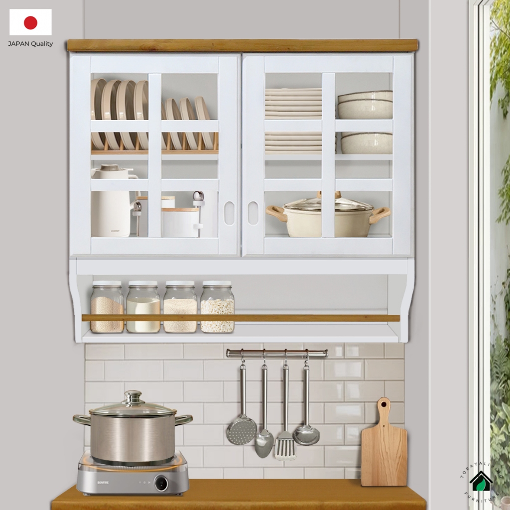 Toraya - Lumina Lemari Dapur Atas 2 Pintu Kaca: Lemari Dapur/ Kitchen Cabinet/ Lemari Gantung