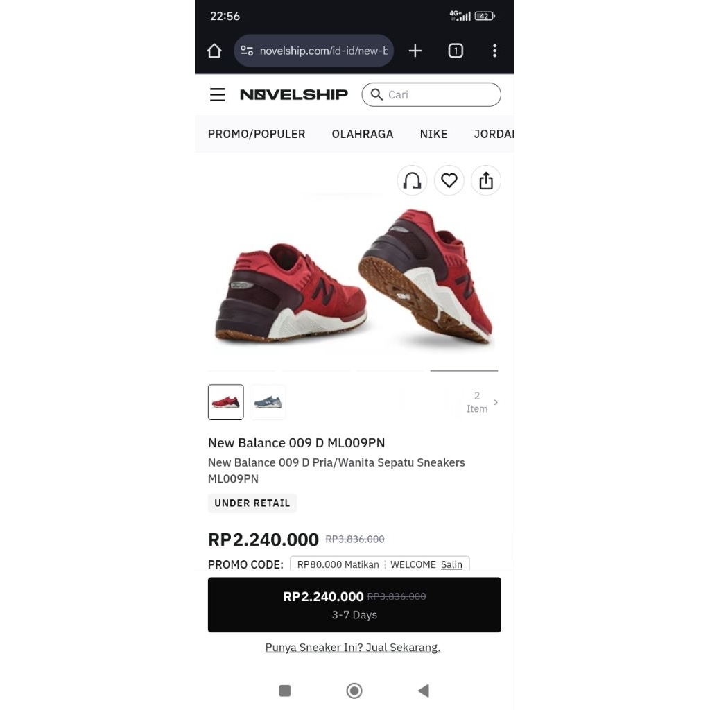 sepatu second Nb