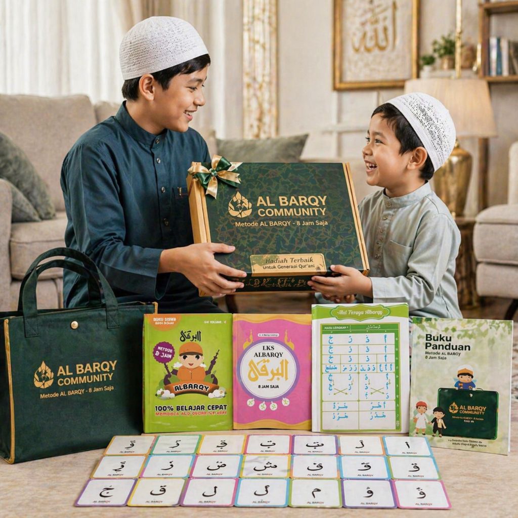 Hadiah Bingkisan Anak dan Dewasa Paket Lengkap Belajar Membaca dan Mengaji Al Quran Metode Albarqy 8