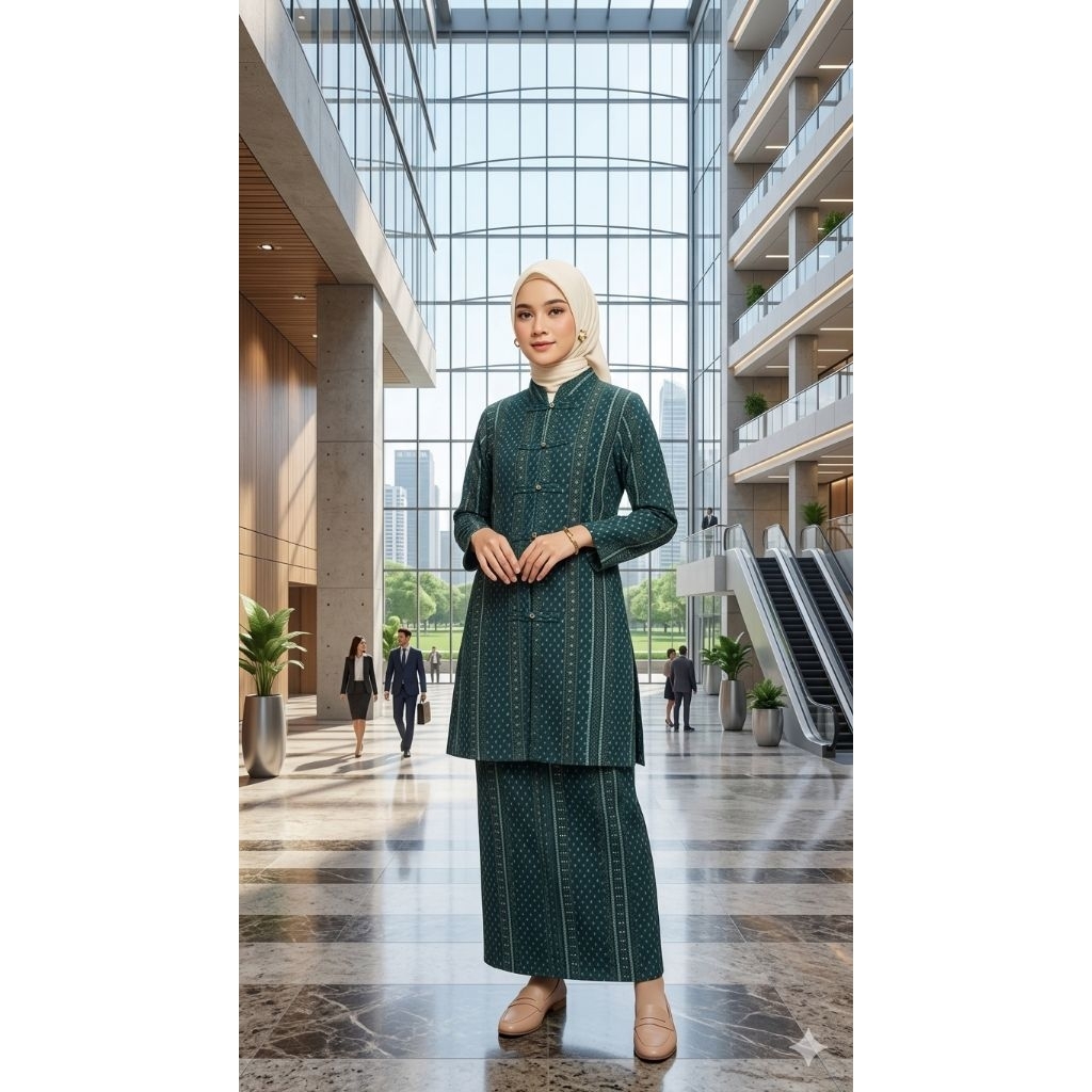SAVA SetRok OneSet By. Syakira 2in1 Rok tunik hijau emerald
