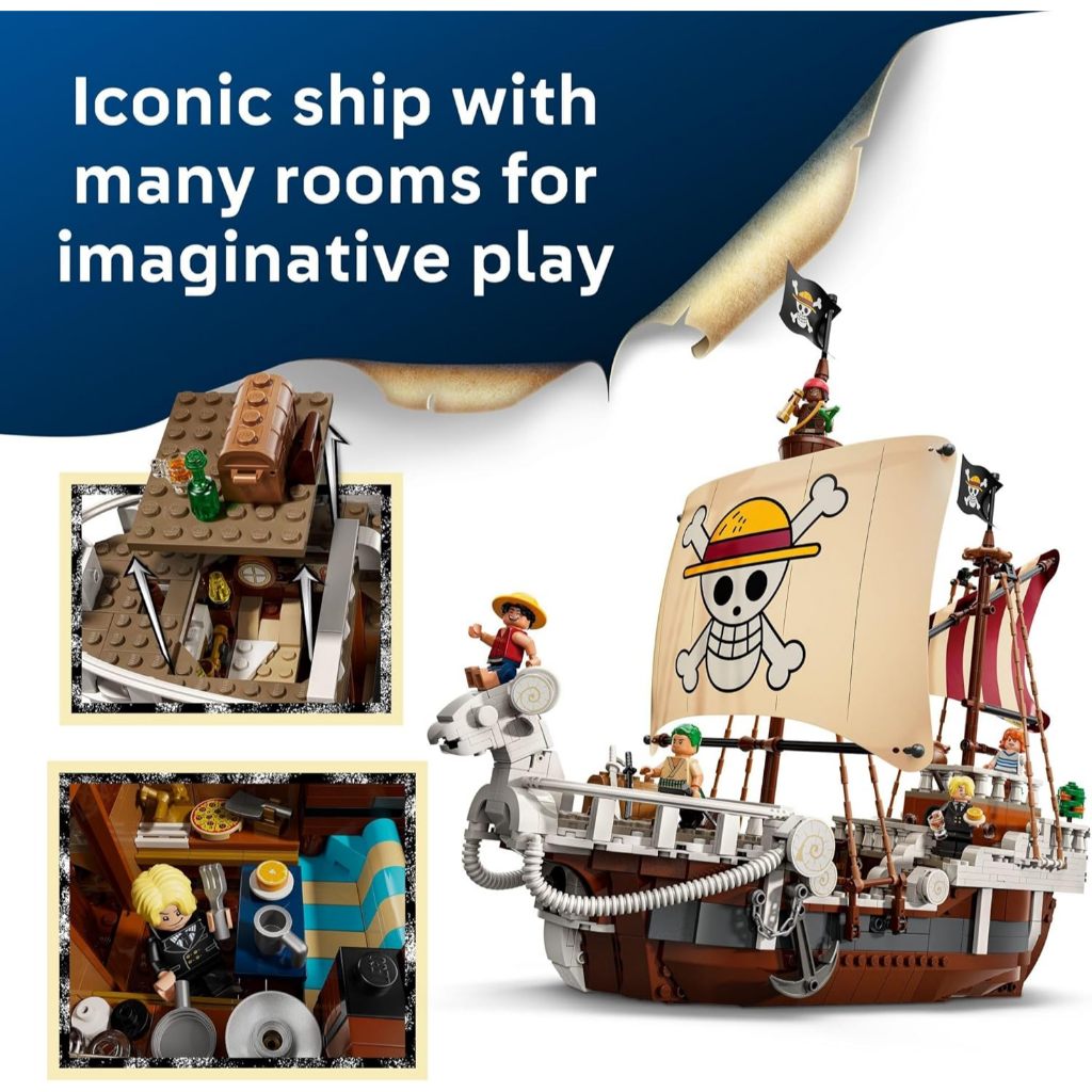 Lego ONE Piece The Going Merry Pirate Ship Building Blocks - Pretend Play Adventure Toy for Boys & G