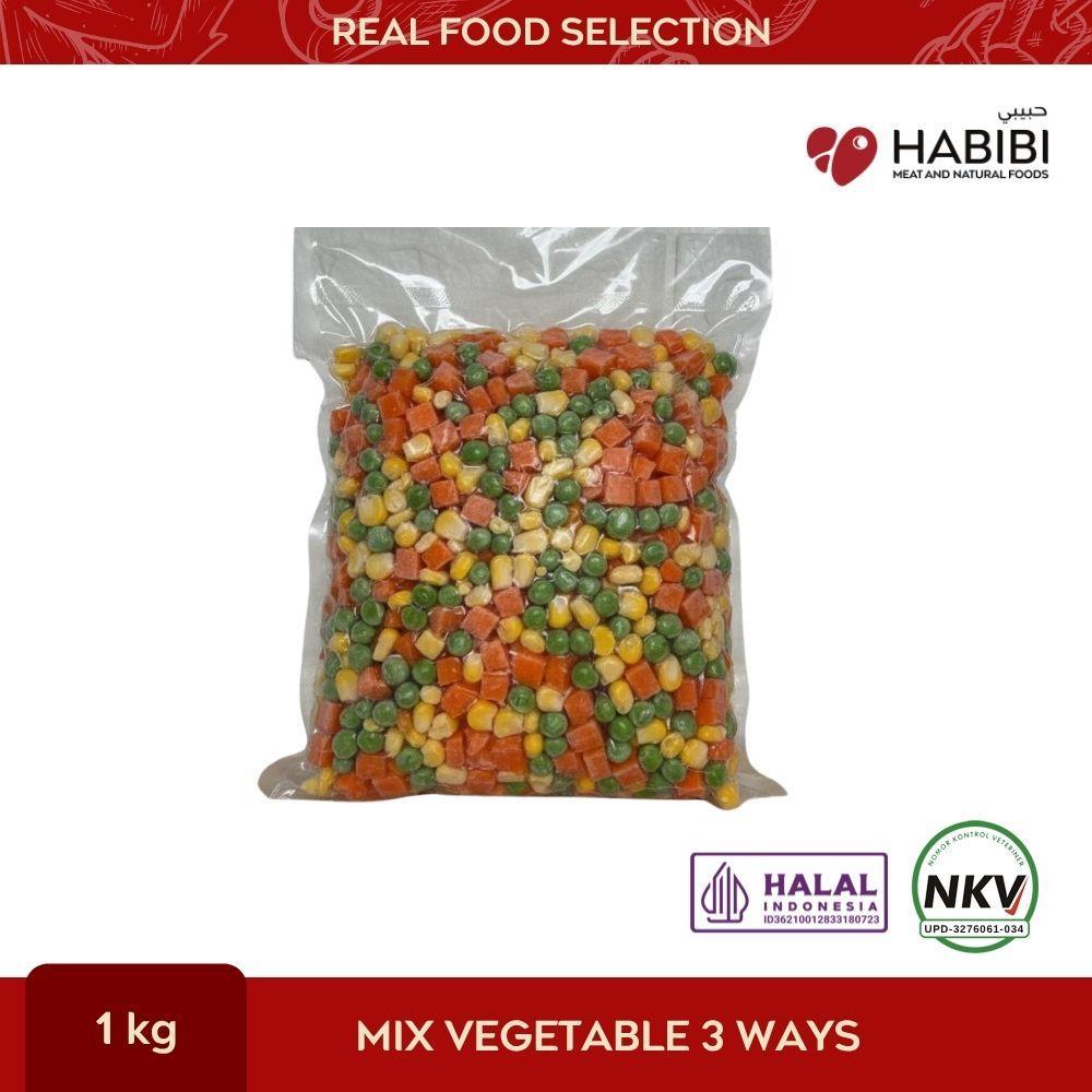 MIX VEGETABLE SAYURAN BEKU 3 WAYS (Wortel, Jagung dan Kacang Polong) 1kg