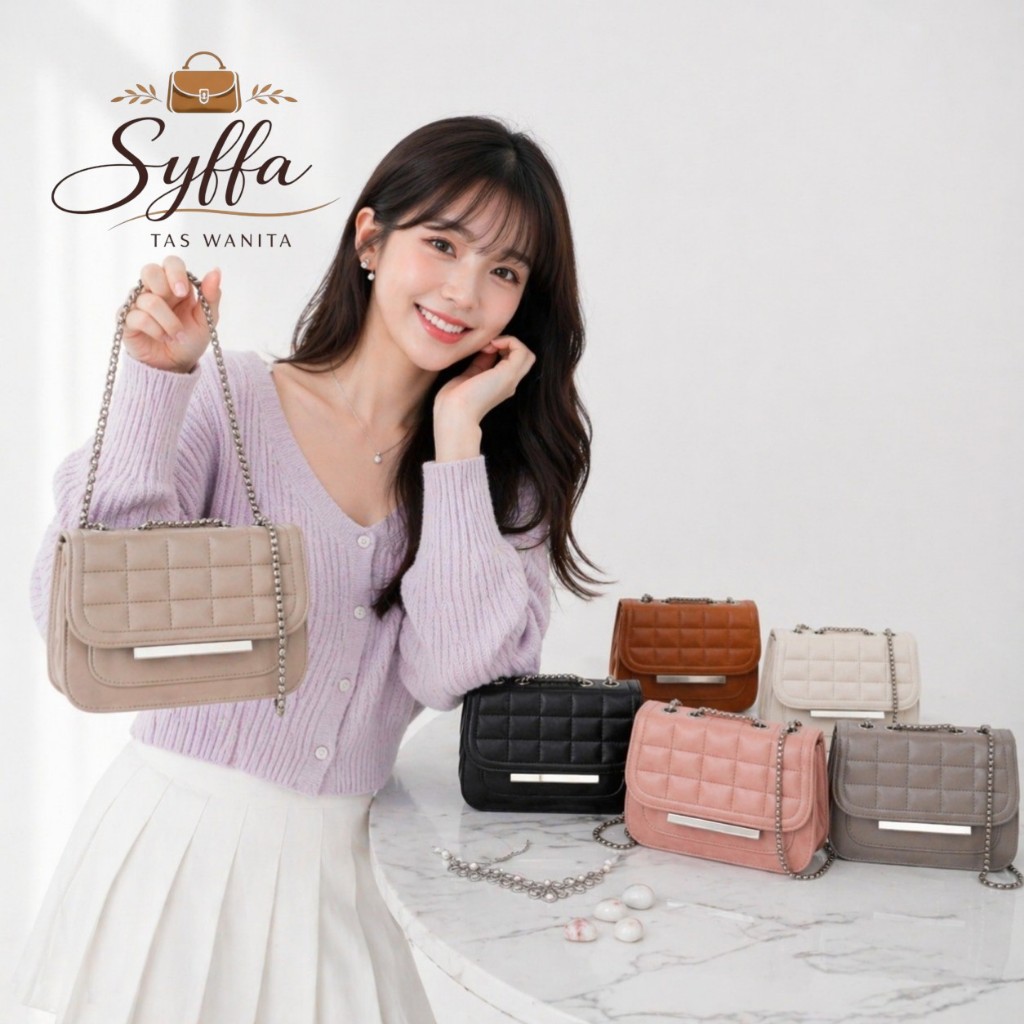 Syffa Tas Wanita NINA Quilted Chain Bag Elegan Mini Sling Bag Kekinian Korean Style Premium