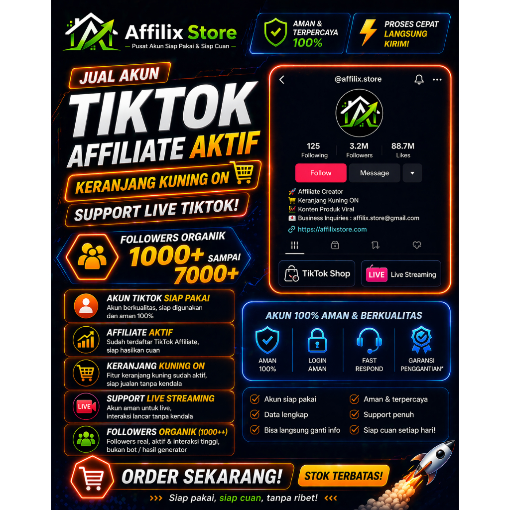 Akun Tiktok Affiliate Aktif - Akun Tiktok Keranjang Kuning Showcase - Jual Akun Tiktok Live Jualan S