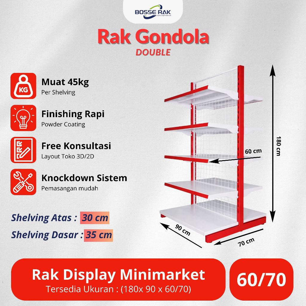 Rak Gondola Double 180 / Rak minimarket / Rak murah
