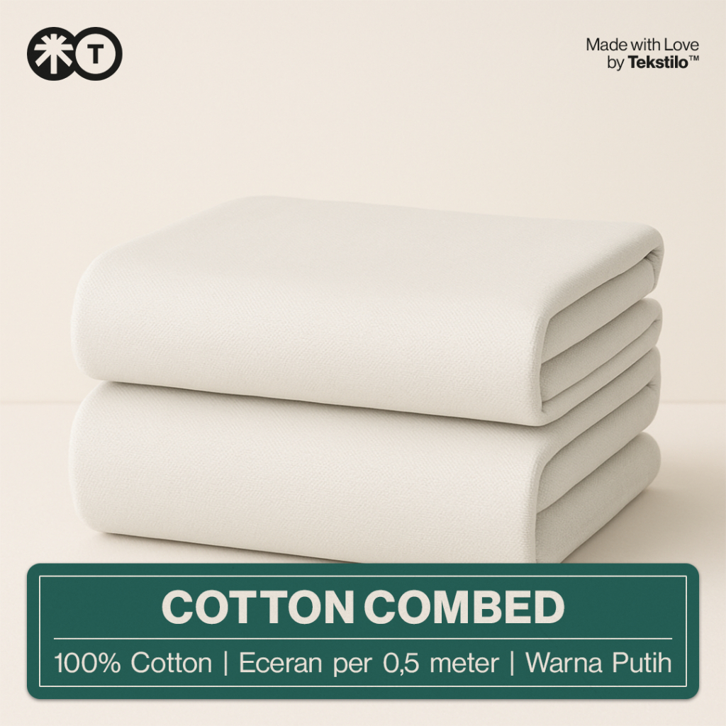 TEKSTILO Kain Cotton Combed 20s / 24s / 30s 0,5 meter Eceran – Bahan Kaos Katun Premium Meteran -  W