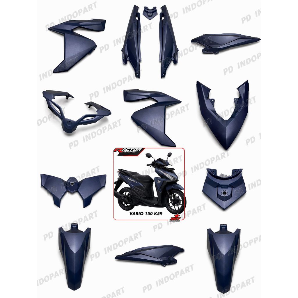 Paketan Satuan Cover Body K59 Old, Vario 125 150 Led Old tahun 2015-2018 Warna BIRU DOFF