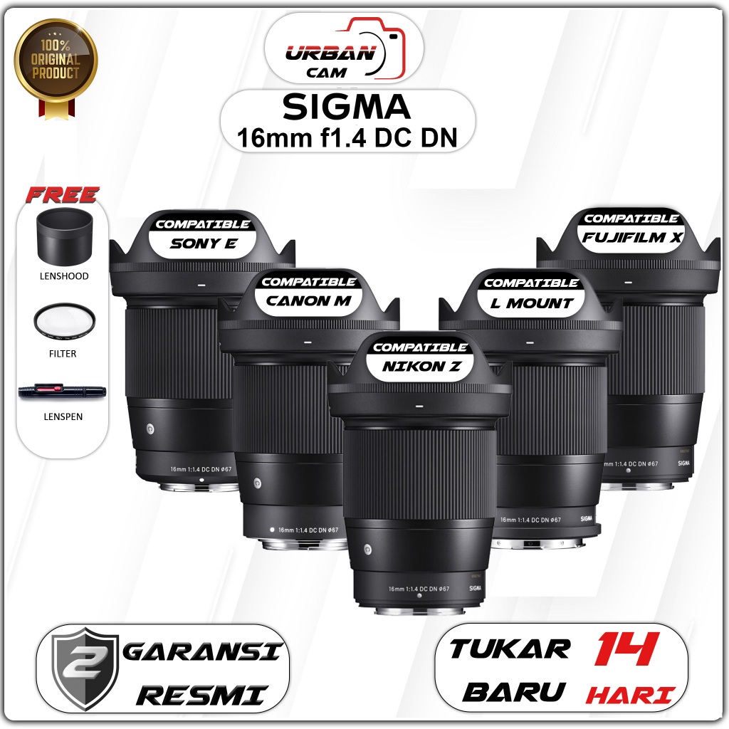 Sigma 16mm F1.4 DC DN Contemporary Lensa Kamera Mirrorless Sudut Lebar