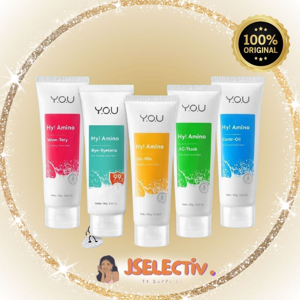 YOU BEAUTY FACE WASH - HY! AMINO FACIAL FOAM GEL CLEANSER LENGKAP // JSELECTIV X JHON KOSMETIK // Pe
