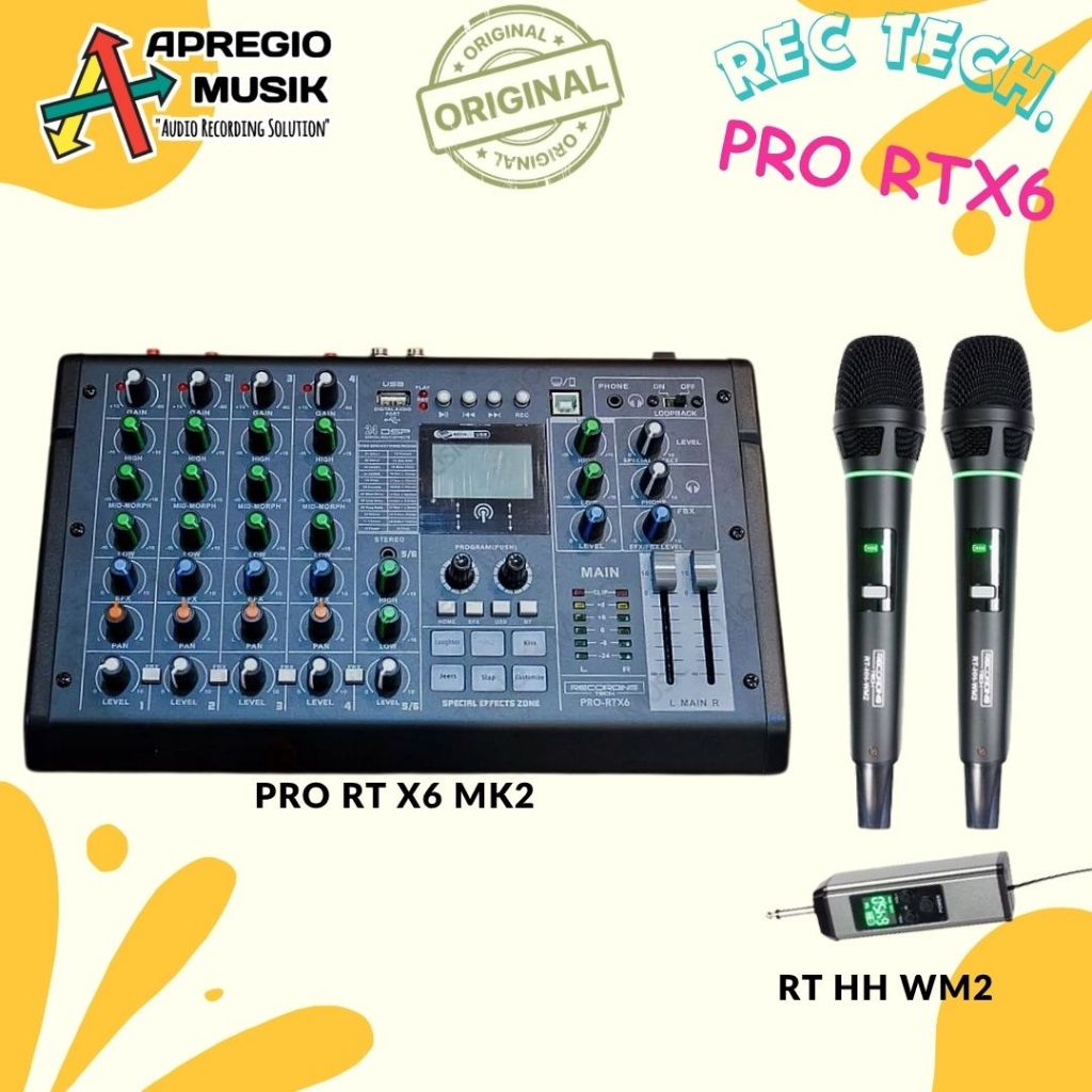 Recording Tech PRO SUPER RTX6 RT X6 PRO RTX6 Plus RT HH WM2 2 Mic Wireless Apregio Musik