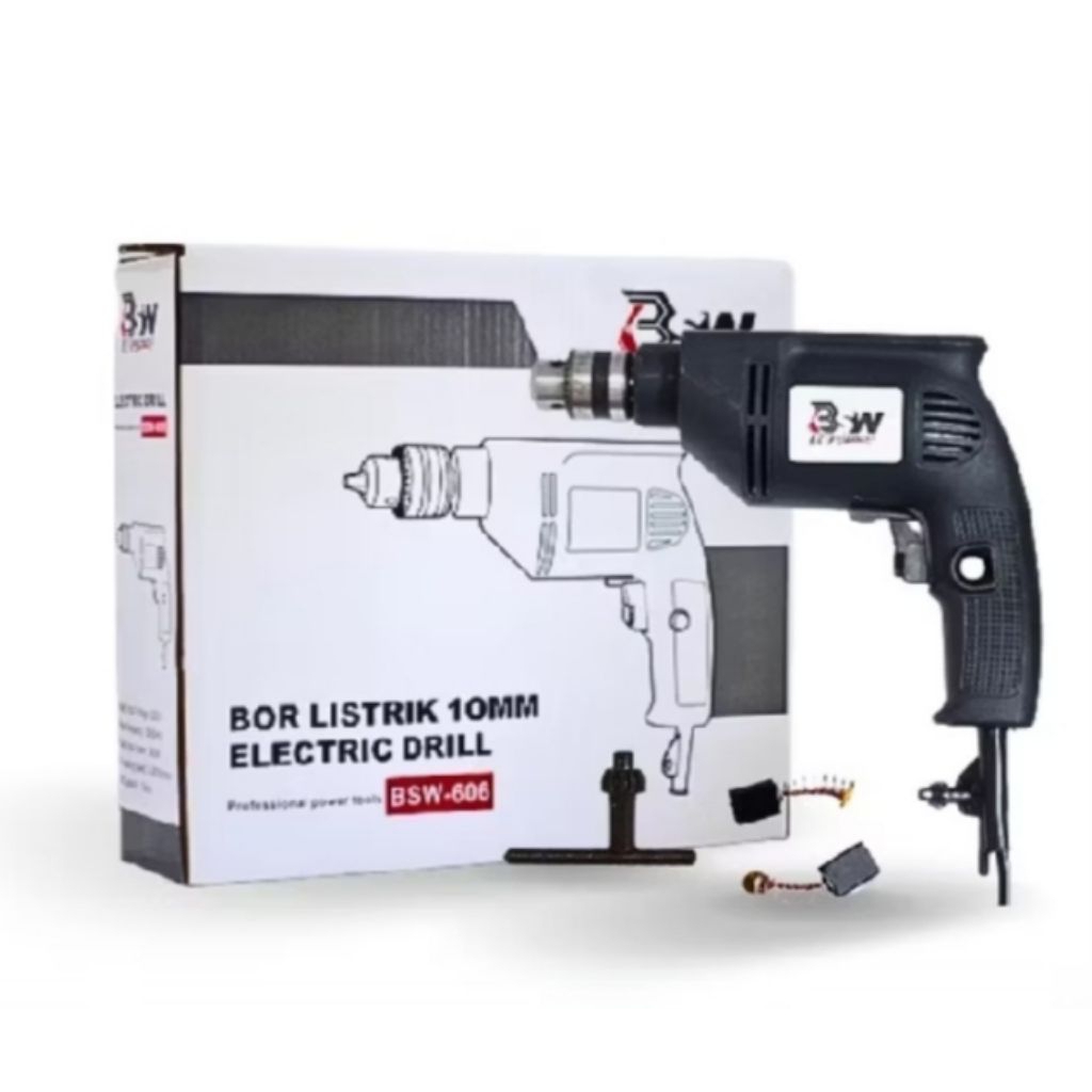 BSW Mesin Bor Listrik 380W 10mm Bolak Balik Variabel Speed 2600 RPM Bor Dinding Kayu Besi BSW-606