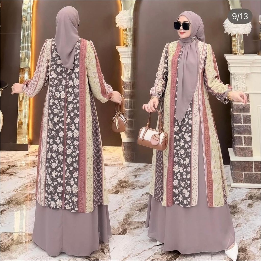 READY*GAMIS Khadijah MALAY MOTIF set hijab segi 4*