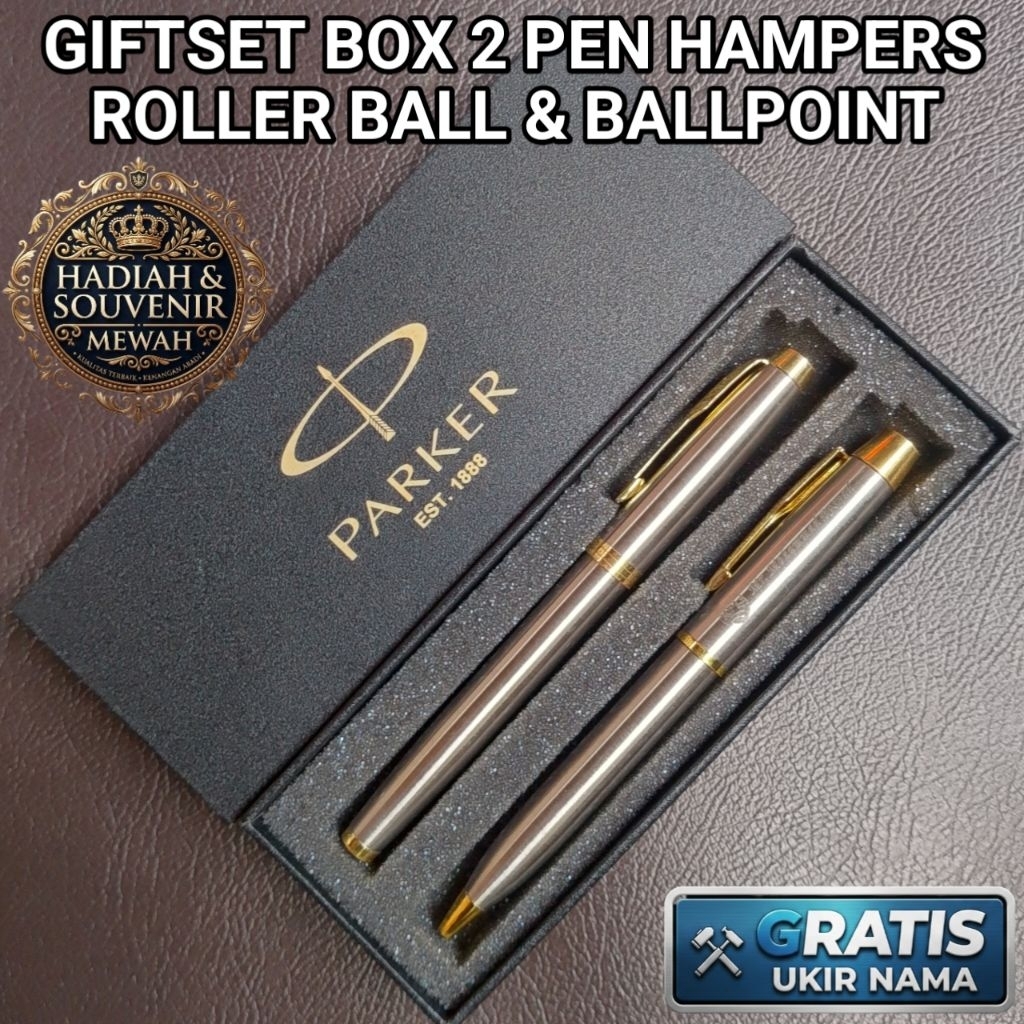 Ballpoint Mewah Giftset Box Pen 2 Refill Roller Ball & Ballpoint Parker Gratis Grafir Nama & Box Exc