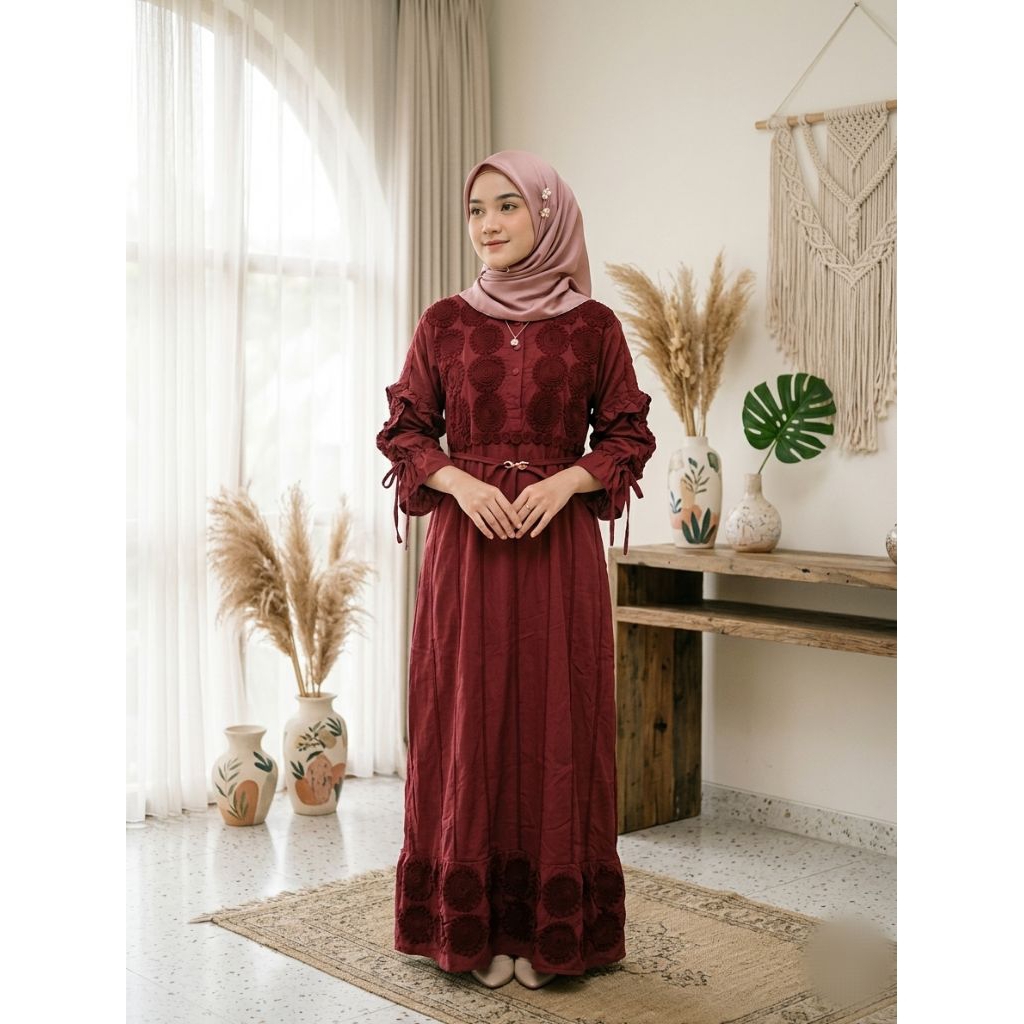 Gamis wanita/gamis katun/gamis lebaran bordir PRELOVED