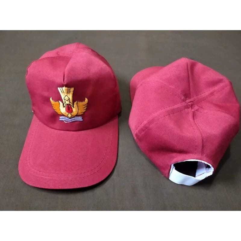Topi SD ( Paket Hemat ) Beli 1 GRATIS 1 Topi Sekolah Dasi SD Sabuk Ikat Pinggang SD Topi SD MERAH PU