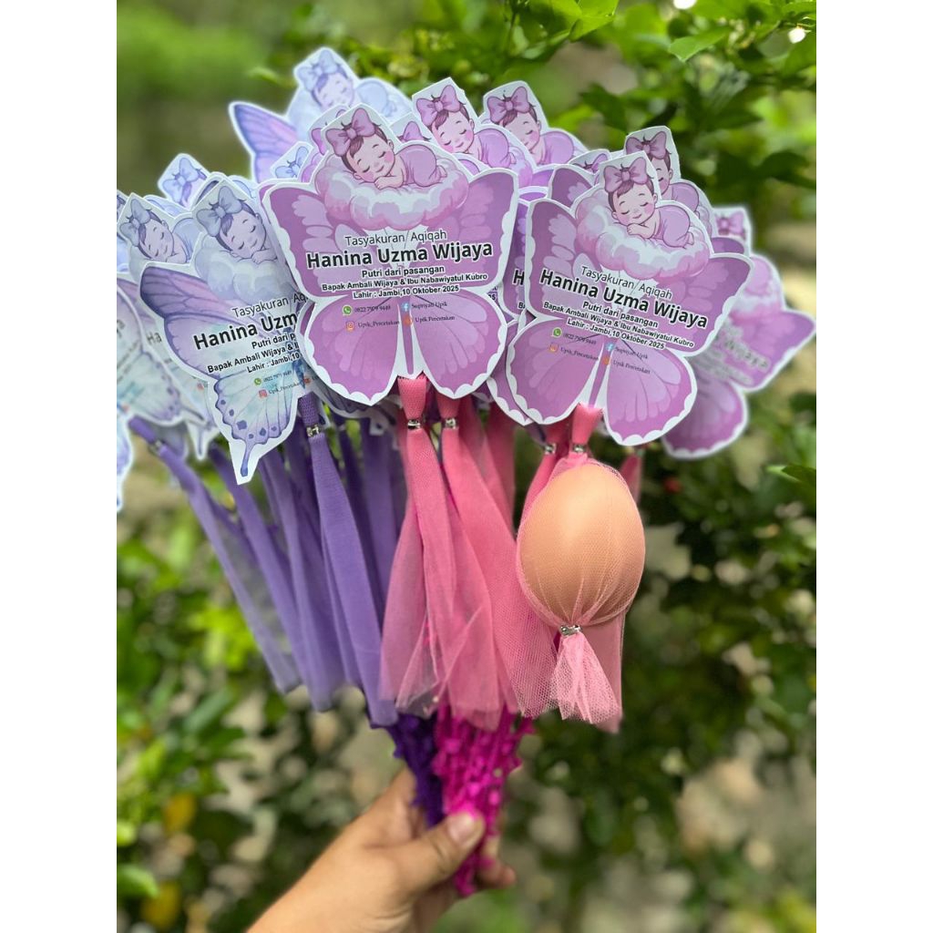 Bendera Aqiqah Cukuran Karakter + Jaring Telur Lucu