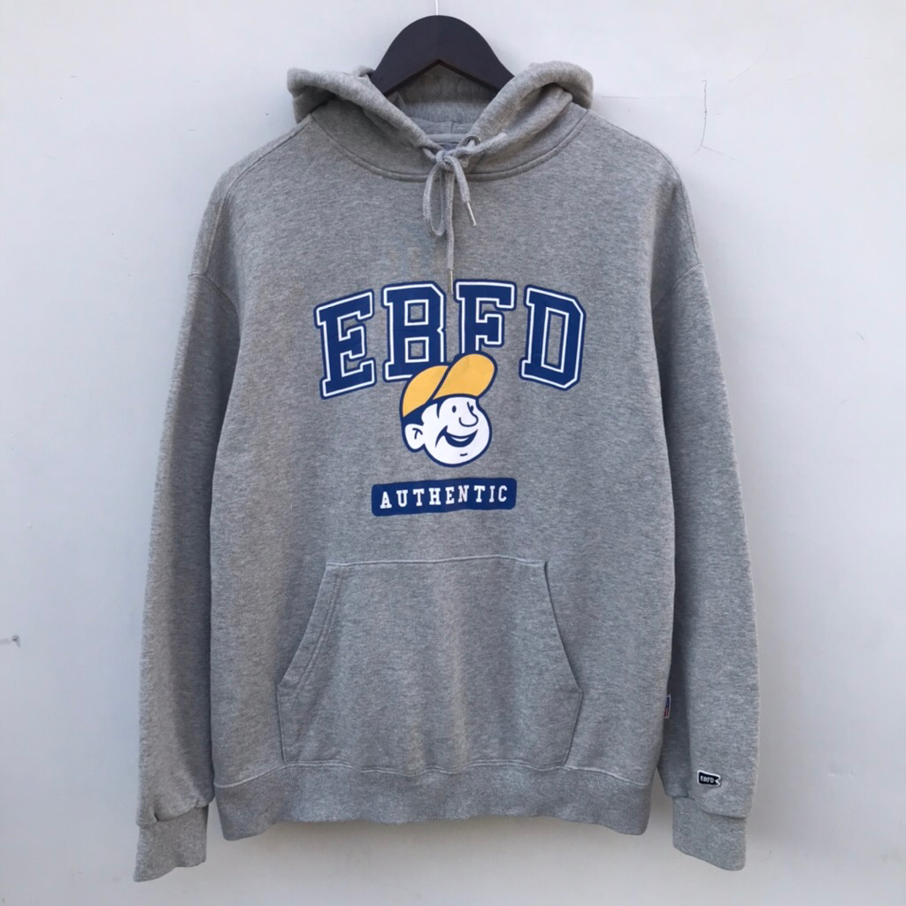 Jaket Pullover Hoodie by Ebbets Field Heavyweight Jacket Grey sz Small