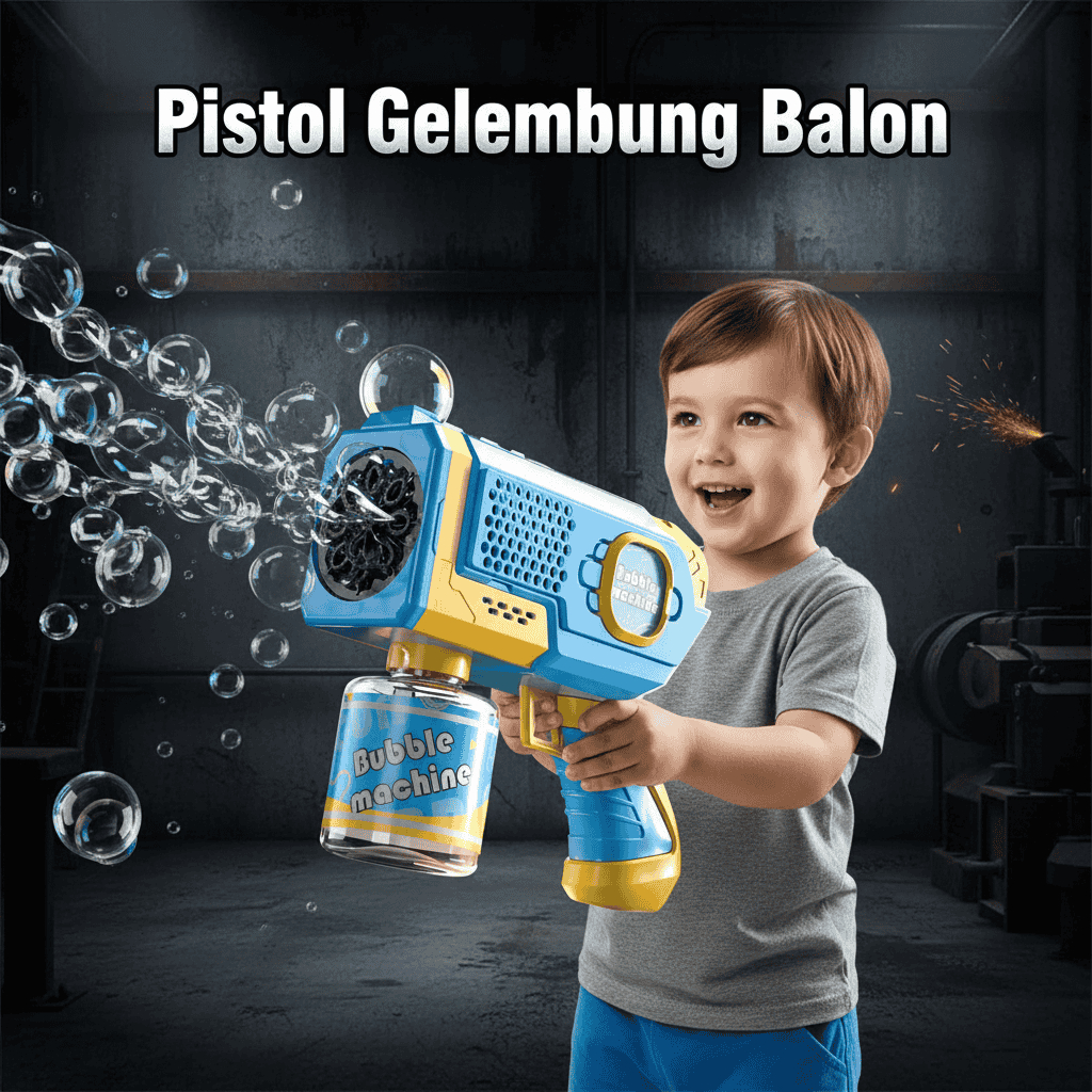 Pistol Air Gelembung Balon Sabun Otomatis Anti Tumpah