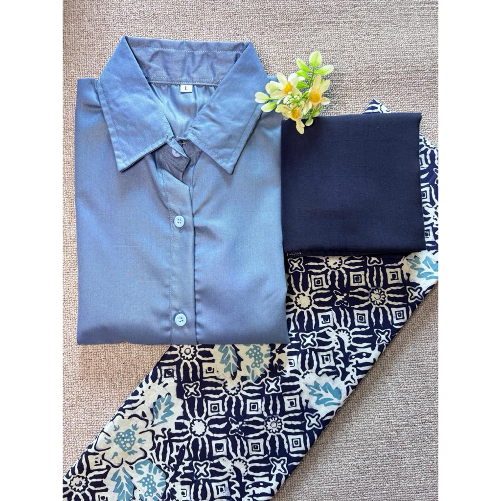 SETELAN BAJU SANTRI WANITA 3in1  ( baju + kerudung + sarung batik) NYAMAN DAN SOPAN