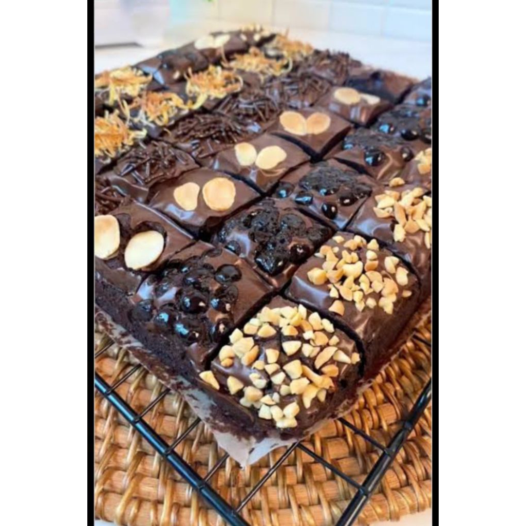 fudgy brownies besar ukuran 22x22 // brownies panggang dengan 25 sekat
