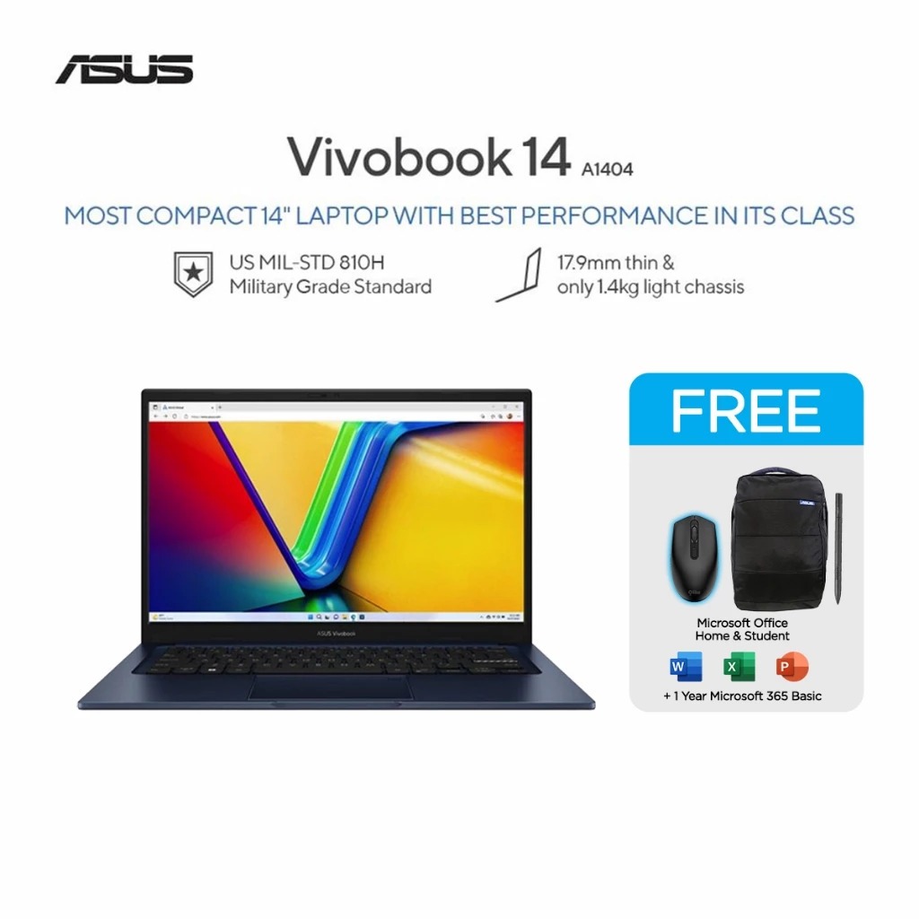 Laptop ASUS Vivobook 14 A1404VA i7-1355U 16GB 1TB 14" FHD OHS W11