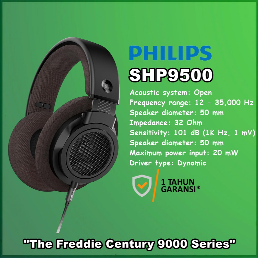 Philips SHP9500 SHP 9500 The Freddie Century 9000 Series Wired Open-Back Headphones SHP9500CY
