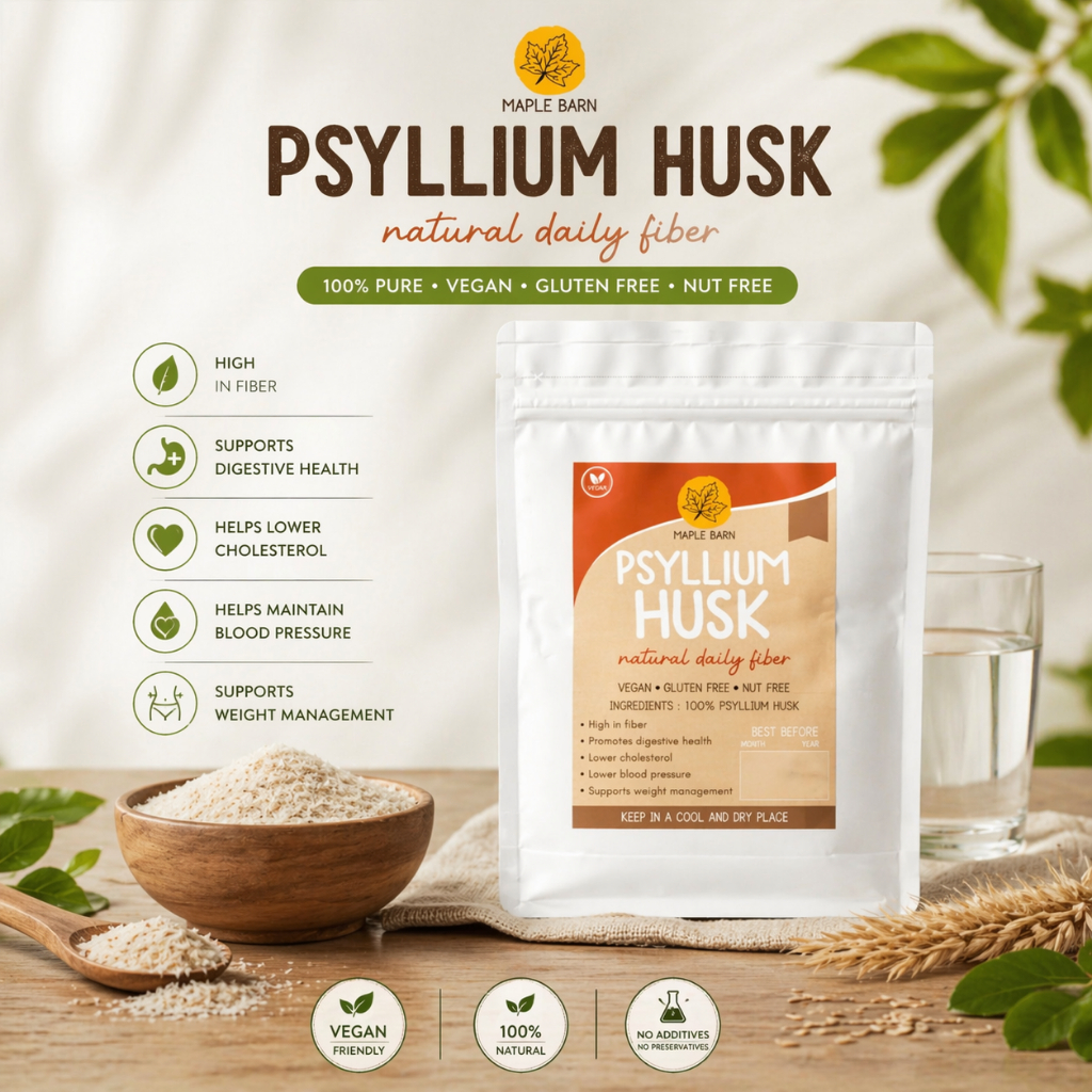 Psyllium Husk Powder Maple Barn 1 kg 1000 gr diet serat alami fiber fibre husks halus