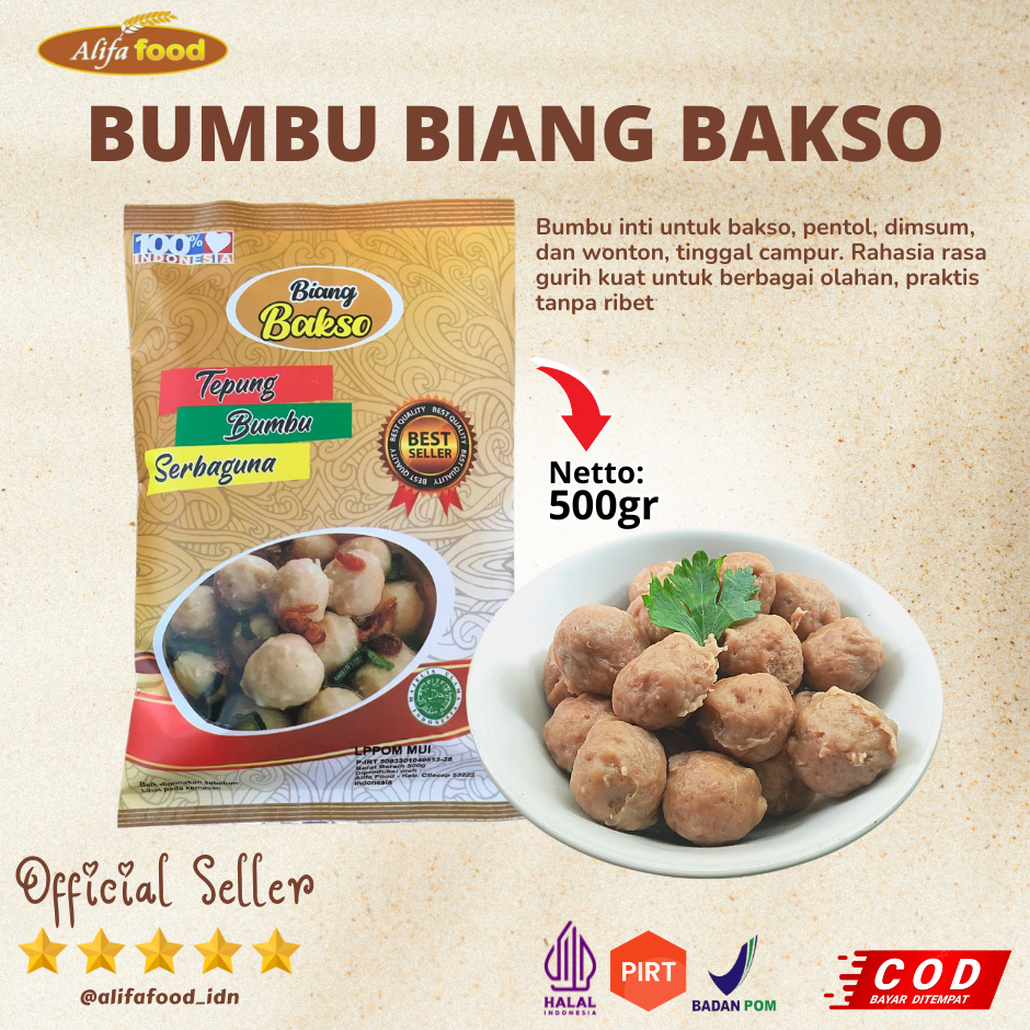 ALIFA FOOD - Bumbu Biang Bakso 500gr, bumbu untuk adonan tepung Bakso