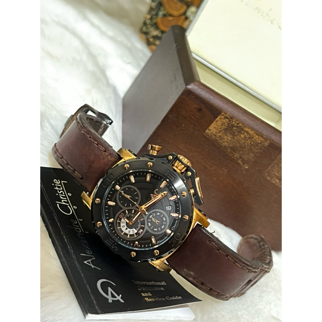 Dijual jam Tangan AC Collection, AC 9205 MC Coklat rosegold Kulit
