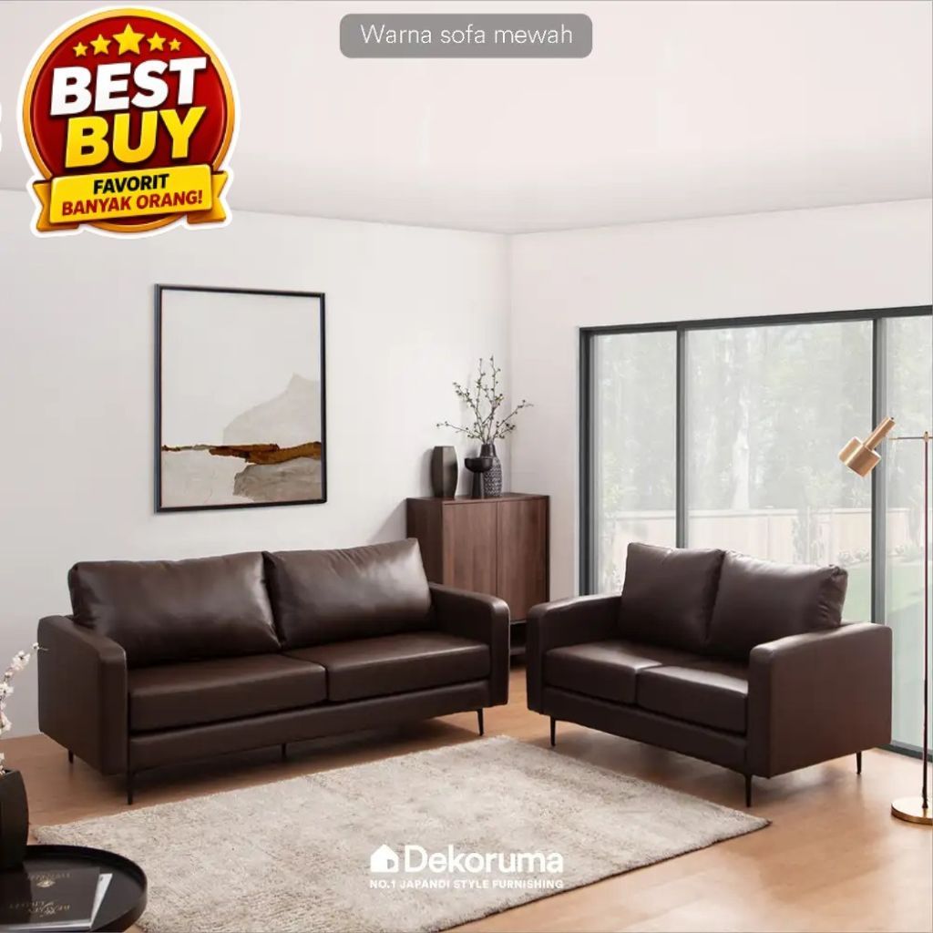 Dekoruma TAKA Sofa Kulit / Sofa Leather / Sofa Ruang TV