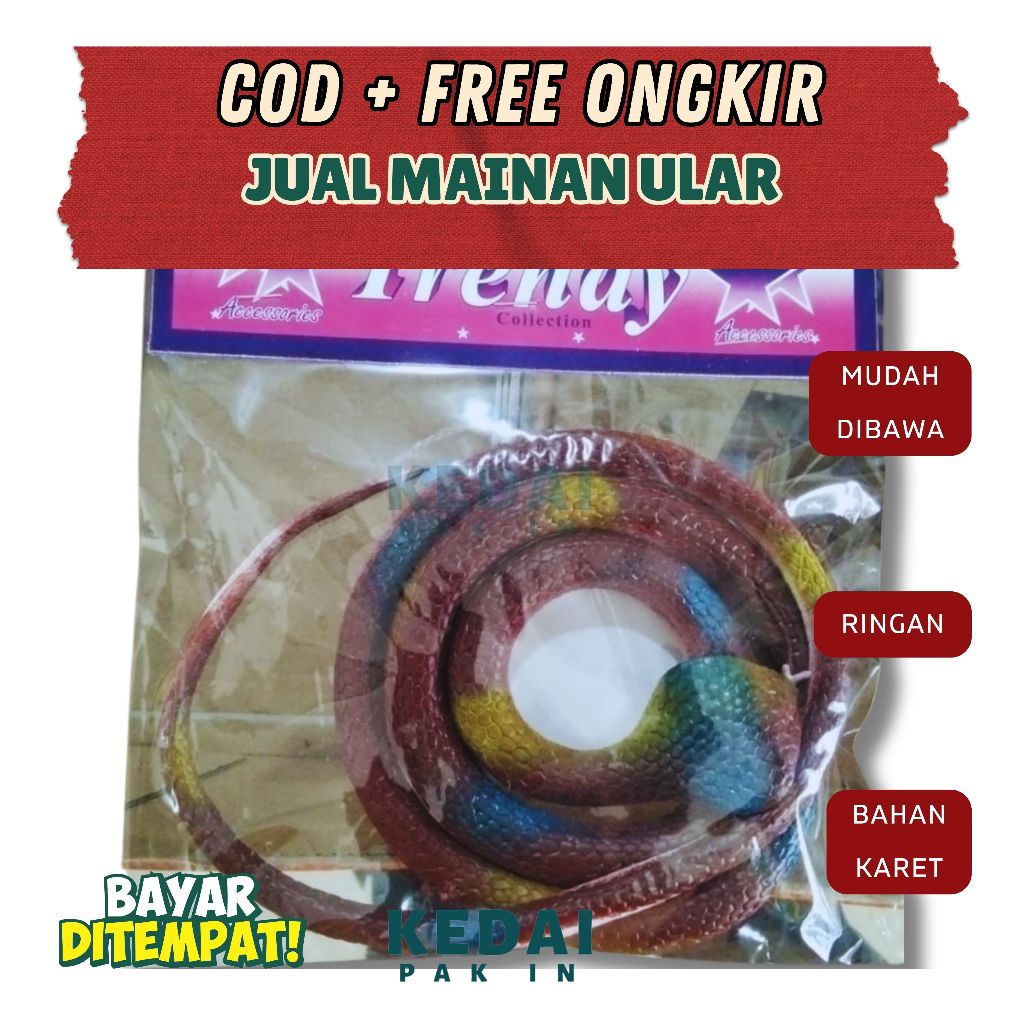Mainan Jahil Prank Ular Snake Karet Lentur Warna Cobra Piton Palsu Fake