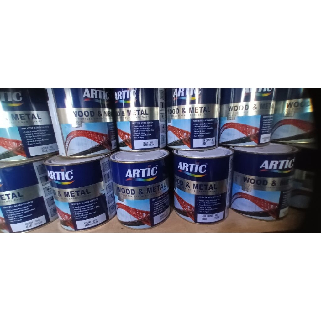 Cat minyak kayu dan besi Artic warna Hitam/Putih/Biru/Coklat/Hijau/zink chromate/Merah
