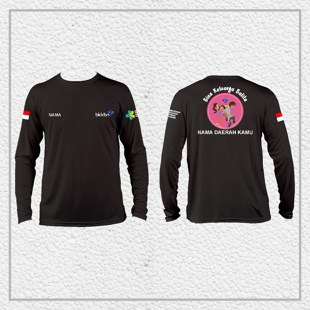 Kaos Baju BKKBN Bina Keluarga Balita KEMENKES Gratis Nama Kamu Lengan Panjang || Kaos BKKBN Distro