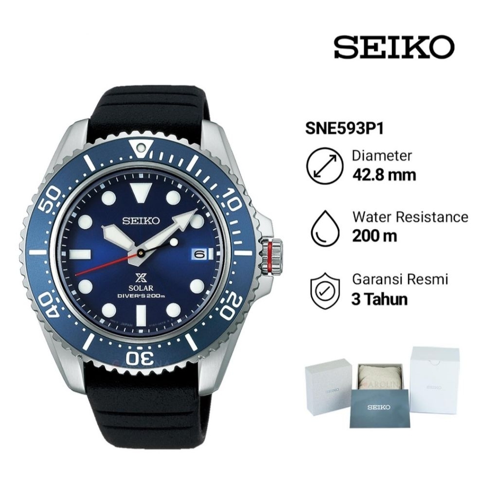 Seiko Prospex SNE593P1 Solar Divers 200M Jam Tangan Pria Original