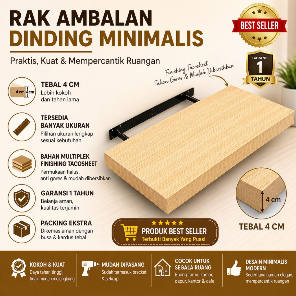Rak Ambalan dinding aesthetic minimalis gantung dapur termurah