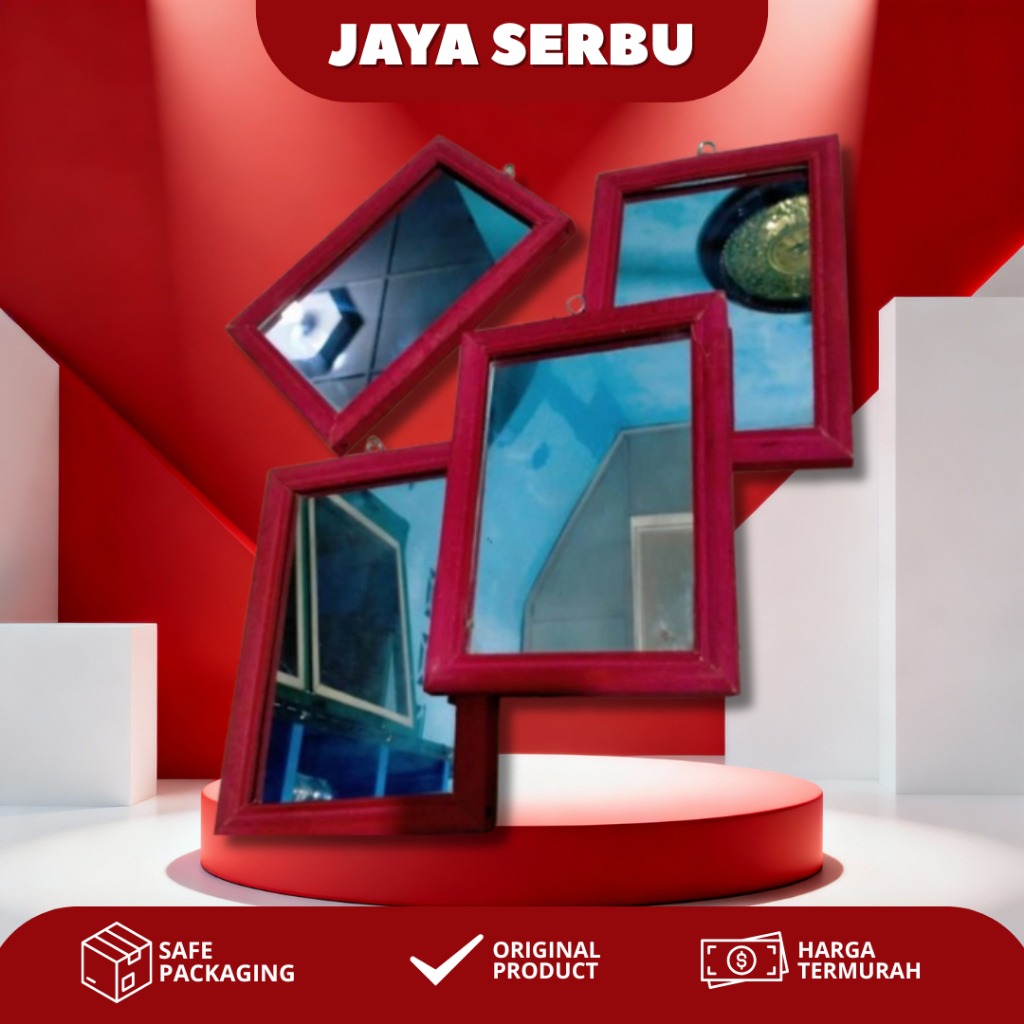Kaca Cermin Bingkai Kayu / Kaca Cermin Kotak Murah