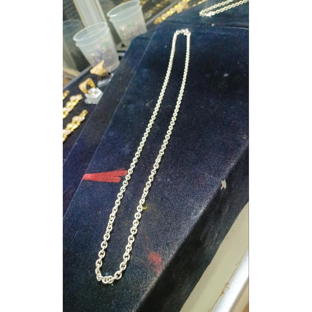 Kalung rantai medan perak murni anti karat